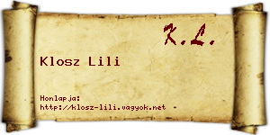 Klosz Lili névjegykártya
