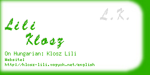 lili klosz business card